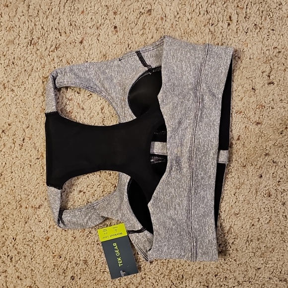 Tek Gear Gray Zip-Front Sports Bra - Picture 3 of 4